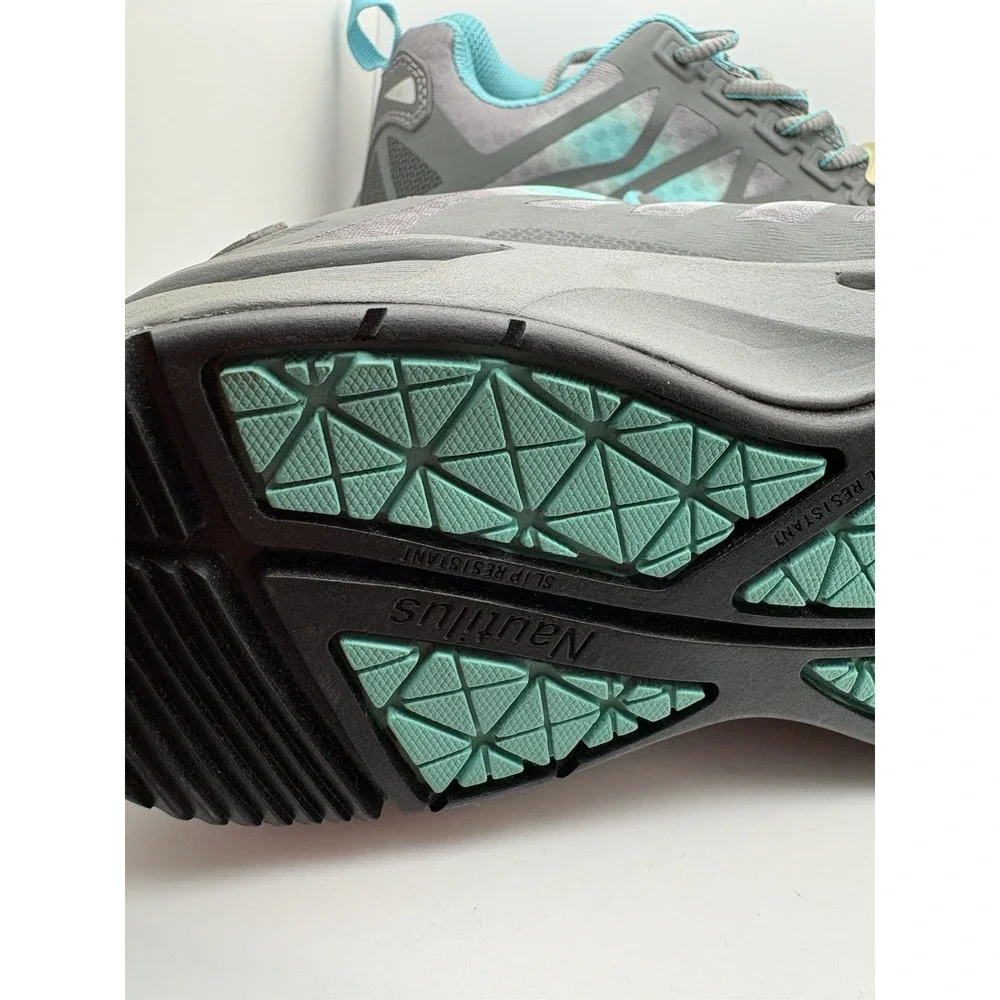 Nautilus Steel Toe Mens Work Shoes N2485W Gray Teal Safety Toe Sneakers 6M